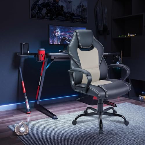 Zedelmaier Gaming Stuhl Gaming Sessel Ergonomischer Bürostuhl Gamerstuhl mit Wippfunktion gepolsterter Rückenlehne höhenverstellbar Schreibtischstuhl (Grau)