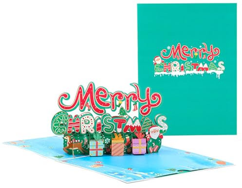 scicent Weihnachtskarte Pop Up Christmas Cards Frohe Weihnachten Karte Popup 3D Weihnachtsgrußkarte mit Umschlag Lustige handgefertigte Weihnachtskarten für Freunde der Familie - 20943