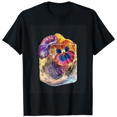 Schöne Stiefmütterchen-Blume im Eis T-Shirt