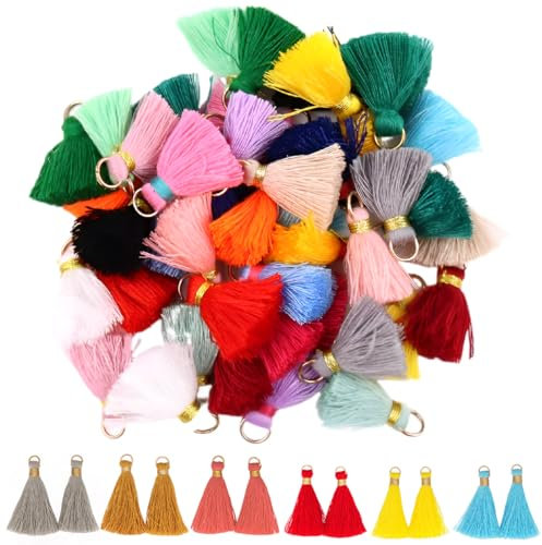 WeddHuis Handgemachte Baumwolle Quaste Anhänger 40 Stück DIY Handwerk Zubehör (2cm)