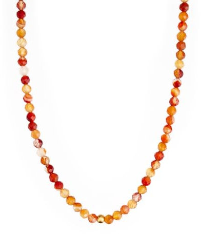 BERGERLIN Karneol Kette orange - facettiertes, orangenes Halskette - Gold - M-L