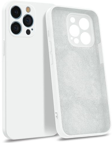 MyGadget Silicone Case compatible with iPhone 13 Pro [ Quadruple Protection ] - Hardcase with Microfiber Lining - Shockproof Shell in White