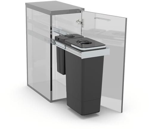 EKOTECH Abfallsammler 33 (1x26 + 1x7) Liter FREE JAZZ Inox für 30 cm Schrankbreite