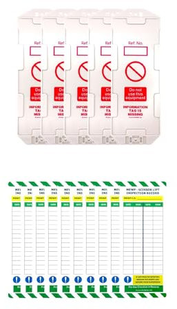 LIVELIFEBETTER® MEWP Scherenhebebühnen-Set – Halter und Einsätze – Vorgebrauchs-Checkliste und tägliche Inspektionsliste für Gerätesicherheit (5 Halter, 10 Einsätze)