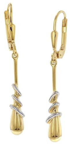 trendor Damen-Ohrringe Gold 333/8K Bicolor Ohrhänger zauberhafter Ohrschmuck für Frauen, wunderschöne Geschenkidee und edles Accessoire, 68745