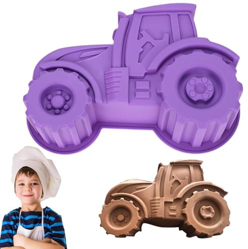 Weqizuerqi Moules de cuisson en silicone - Moules réutilisables pour la fabrication de gâteaux en forme de tracteur - Moules à chocolat avec motif de tracteur de dessin animé - Outil de cuisson pour