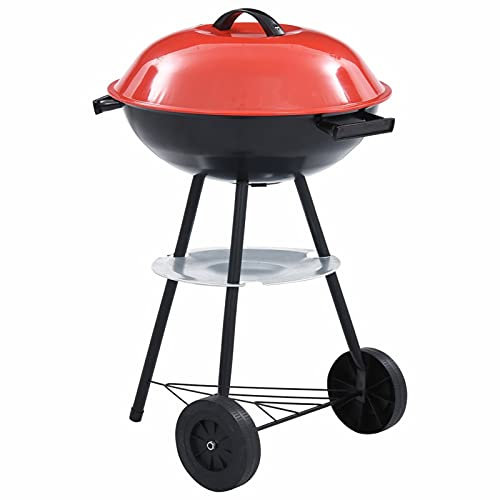 ShGaxin Tragbarer Holzkohlegrill mit Rädern, Kohle- und Holzgrill, tragbarer Grill, Terrassengrill, Bodengrill, Grill, Outdoor-Grill, XXL, 44 cm