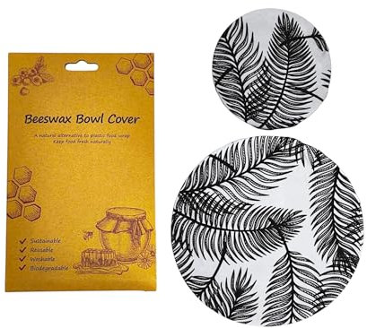 Natürliche Bio Bienenwachs Schüssel-Abdeckhauben mit Gummizug 2 Stk. | Nachhaltige und wiederverwendbare Abdeckung für Lebensmittel | Perfekt als Deckel zum Frischhalten und lagern von Nahrungsmitteln