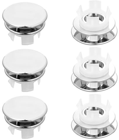 JIYIN 6 Stück Waschbecken Überlauf Abdeckung, Siphonverkleidung für Waschbecken Runde Überlaufabdeckung für Küche Badezimmer Badewanne Zubehör(Edelstahl)