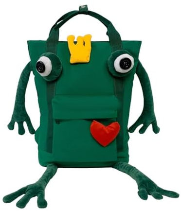 Kleiner lustiger Frosch-Rucksack, hochwertiger Plüsch, große Kapazität, Schultasche, grün, SIMPLE