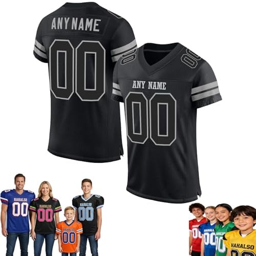 Football Trikot, Personalisiert American Football Spieltrikots mit Name Nummer Personalisierte Trikot T-Shirt für Training/Spiel/Individuelles Geschenk Kinder Erwachsene Junge Mädchen Herren Damen