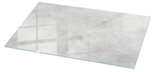 Große Glastischplatte 120x60 cm Geschliffene Kanten Gehärtetes Glas Modernes Design Tafelglas für Küche und Esszimmer Auswechselbare Platte Dekoration - Motiv Betonstruktur