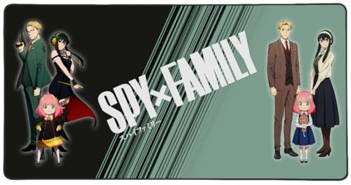 Konix Spy x Family Tapis de Souris Gaming XXL 90 x 46 cm - Surface Microfibre antidérapante - Caoutchouc - Vert et Noir