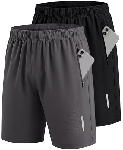 UUMIAER Sporthose Herren Kurz Schnell Trocknend mit Reisverschlusstaschen | Sport Shorts Kurze Hosen Geeignet für Verschiedene Freizeit und Sport Gelegenheiten