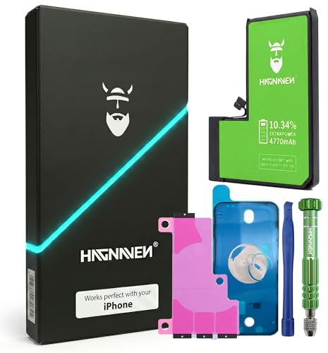 Hagnaven® Akku iPhone 14ProMax Komplettset für iPhone Extrapower Werkzeugset Kleberahmen und Klebestreifen mehr Leistung als das Original