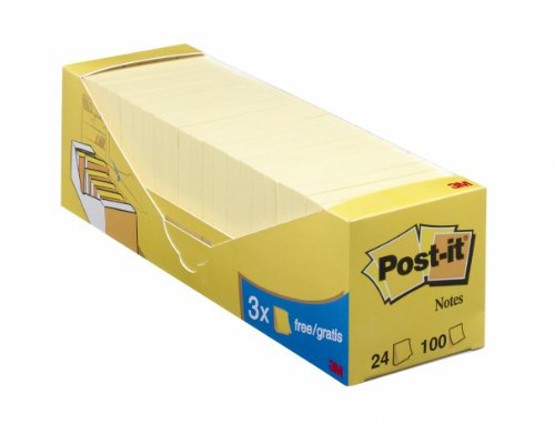Post-it 654-Y24 Post-it 654-Y24 Haftnotiz Notes Promotion 76 x 76 mm, gelb, 24 Blöcke a 100 Blatt