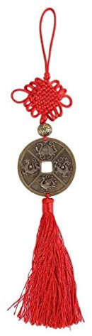 lachineuse - Pendentif Porte Bonheur 4 Animaux Célestes 30 cm - Porte-Bonheur Chinois à Suspendre - Amulette Japonaise - Omamori Porte Chance - Coloris Rouge - Cadeau Chine Japon Asie