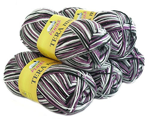 5 x 100g Strickgarn Häkelgarn TERA MULTI, Farbwahl - mehrfarbig bunt Farbverlauf