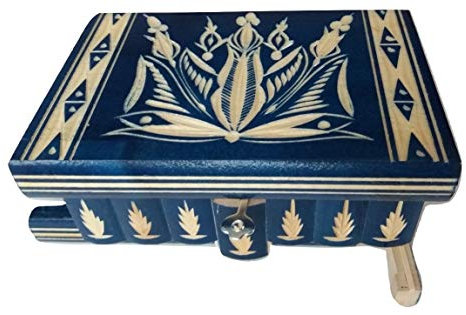 Neu Magie Rätsel Puzzle Geheimfach Schmuckkasten schön Handwerk Handarbeit Holz schatulle Zauber kästen (Blau)