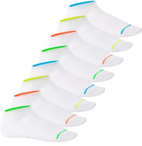 Footstar sneakersockor för herr och dam (8 par) korta sportstrumpor i neonlook, 39-42 EU