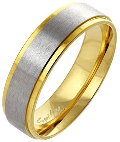 Paula & Fritz® gebürsteter Edelstahlring Damen-Ring Verlobungs-Ring Freundschaftsring Herrenring Partnerring Stepped Edge blau Gold schwarz roségold verfügbare Ringgrößen 47 (15) – 69 (22)