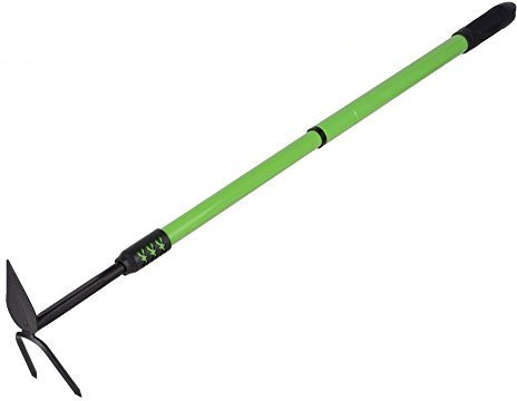Vetrineinrete® Zappa a Cuore bidente da Giardino con Manico telescopico allungabile Estensibile da 52 a 79 cm forca 2 Denti bicorna attrezzo utensile per Giardinaggio 90074 G49