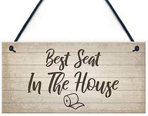 RED OCEAN Funny Best Seat In The House Toilet Bathroom Loo Sign Hanging Wall Door Plaque Gift