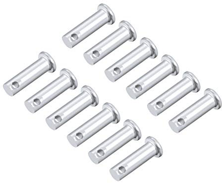 sourcing map 12 Stück Einloch Flachkopf Gabelbolzen, Verzinkung Massiver Stahl,8mm X 25mm