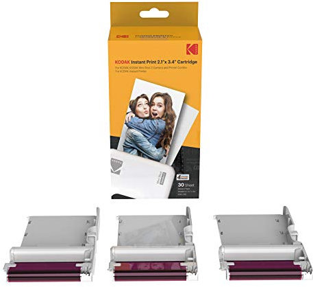 Kodak Nuova carta a nastro, carta fotografica a 30 cartucce fotografiche per stampante fotografica a sublimazione termica Mini Shot Combo bianca