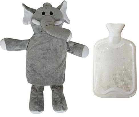 Hot Water Bottle Stuffed Animal Hot Water Bottles with Cover for Kids Rubber Hot Water Bottle 1l - Helps Provide Warmth and Comfort (Elephant)