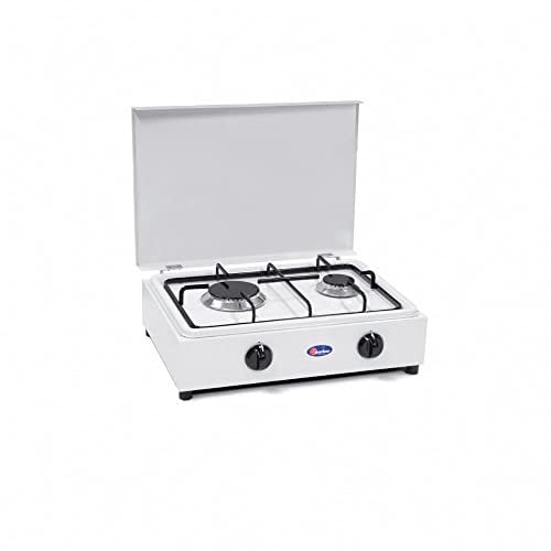 Parker Fornello 2 fuochi con piano estraibile a gas Metano con valvole di sicurezza per uso interno Made in Italy - 200/GPS/MT