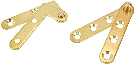 Quluxe Um 360 Grad drehbare Türscharniere, Messing, Schubladenbeschläge, Fenster, Tür, Beschläge, Gold (inkl. 2 Stück L-förmige und 2 Stück gerade Scharniere)