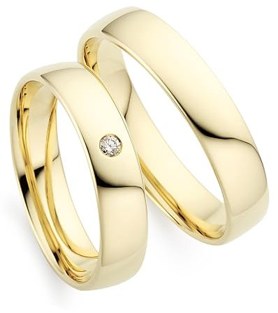 123traumringe Eheringe in 333 Gelbgold I Partnerringe mit Brillant & Etui I Gravierbare Eheringe mit Ringgröße 50-72 mm I Hochwertige Verlobungsringe in 4 mm Breite & 1,3 mm Stärke I P22