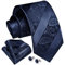 Enlision Herren Navy blau Krawatte Taschentuch Hochzeit Formell Business Gestreifte Paisley Krawatten und Einstecktuch Manschettenknöpfe Set