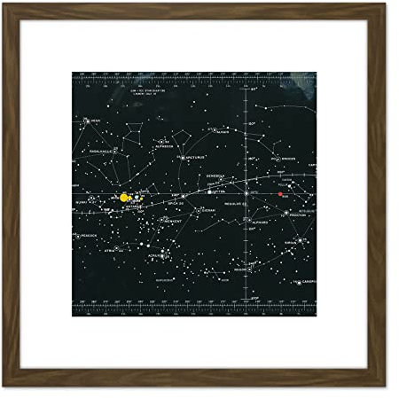 Artery8 Weltraum CSM-TEC Apollo 11 Sternenkarte Karte Galaxie Gerahmter Kunstdruck 20x20 cm