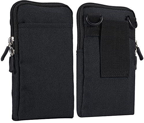 Sac de Téléphone Portable Homme Noir, Sac Bandoulière Homme pour Téléphone Portable, Sacoche Ceinture Telephone Pochette Poche Housse de Transport Portefeuille Sac Porté Épaule avec Boucle de Ceinture