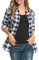 Timuspo Damen Button Down Flanell Hemden Plaid Jacke Langarm Collared Business Casual Tops Arbeit Blusen Marineblau/S