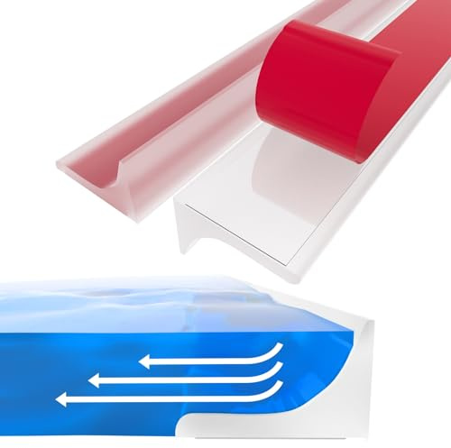 Barriera Doccia Ferma Acqua, Silicone Doccia per Barriera Stop Acqua Soglia, Arresto Doccia Autoadesivo, Striscia di Ritenzione Bagno, Pieghevole Guarnizioni Box Doccia Vasca (2M,Trasparente)