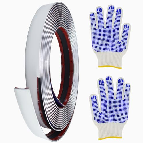 Zierleisten Selbstklebend Wand 5M X 20MM Chrom Zierleiste Selbstklebend Silber Edelstahl Wandleisten Mit Schutzfolie wasserdichte für Wand Tür Decke Möbel Auto