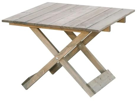 ITA Faltbarer Gartentisch Grau aus Holz - Holztisch für Garten, Balkon, Terrasse - Platzsparend Klappbar, Wetterfest, Naturholz, Kompakt, Made in EU