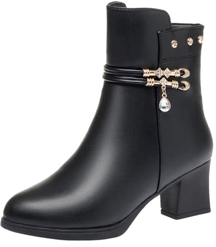 Stivali Donna Stivaletti Tronchetti Tacco Comodo Stivali Donna Bassi Donna Lungo sopra Il Ginocchio Stivali Scarpe Antipioggia Donna Stivali Senza Chiusura Donna Black, 42