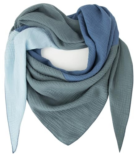 Gloop Damen XXL Strick Dreieck Schal Halstuch Baumwolle Musselin Schal ohne Kratze an Haut Made in Italy