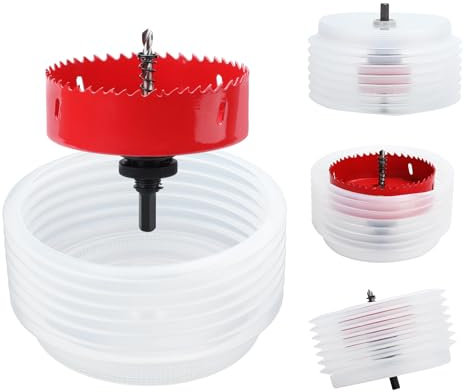 hsawbit 102mm Hole Saw Hole Cutter with Dust Collector, Holesaw Dust Catcher (125mm) for Recessed Lights Drilling Soft Wood, PVC Board and Plastic Plate
