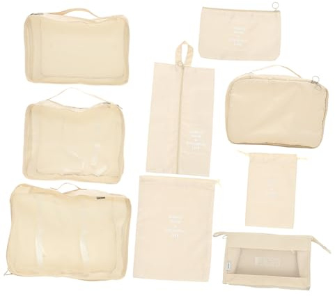 Organizer da Viaggio in Poliestere Beige Pieghevole | Chiusura a Coulisse, per Viaggio Quotidiano e Affari, Festa Scuola Decor