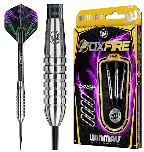 WINMAU Foxfire 28g Profi Wolfram Steeltip Dartpfeile Set mit Flights und Schäfte