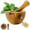 Figura Santa -Mortier & Pilon en bois d'olivier ROTONDA- Set mortier en bois d'olivier mortier en bois robuste mortier pour herbes et épices en bois - grain fin H 6cm x Ø10 cm pilon L 12,5cm