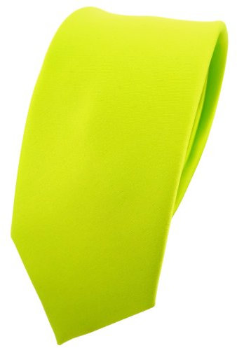 TigerTie Herren Krawatte 6 cm schmale Satin Tie in grün neongrün leuchtgrün einfarbig uni Business, festliche Veranstaltungen und Freizeit