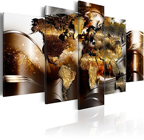 B&D XXL Acrylglasbild Abstrakt 200x100 cm 5 Teilig Wandbild auf Acryl Glasbilder Kunstdruck Moderne Acrylglas Platte Wanddekoration Geschenke Heimdekoration Glasbild Weltkarte Reise Kontinente Sterne