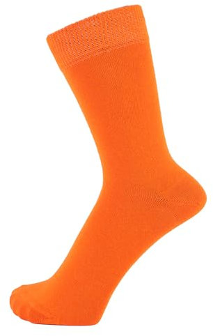 ZAKIRA Finest Combed Cotton Dress Socks in Plain Colours for Men, Women, 4-6 (UK), Orange