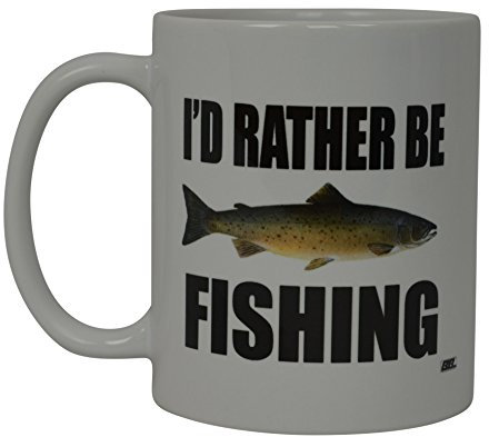 Rogue River Coffee Mug I'D Rather Be Fishing Fish Novelty Cup Great Gift Idea For Men Him Dad Grandpa Fisherman